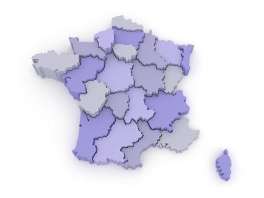 Fransa'nın üç boyutlu harita.