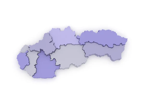 Dreidimensionale Karte der Slowakei. — Stockfoto