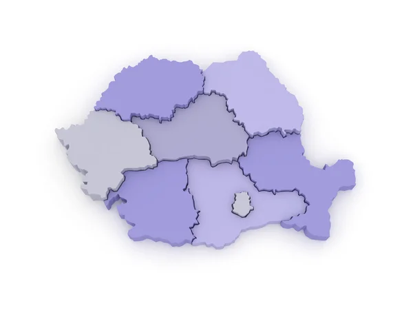Trojrozměrná mapa Rumunska. — Stock fotografie