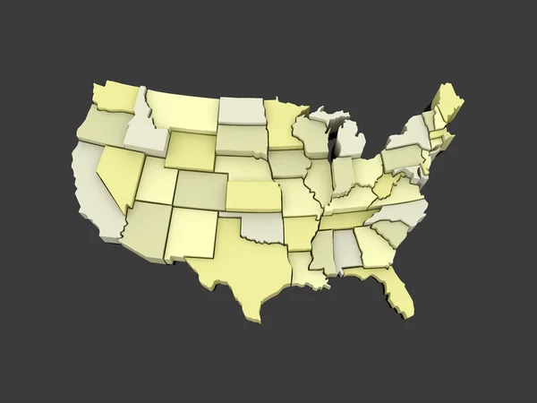 Mapa tridimensional dos EUA . — Fotografia de Stock
