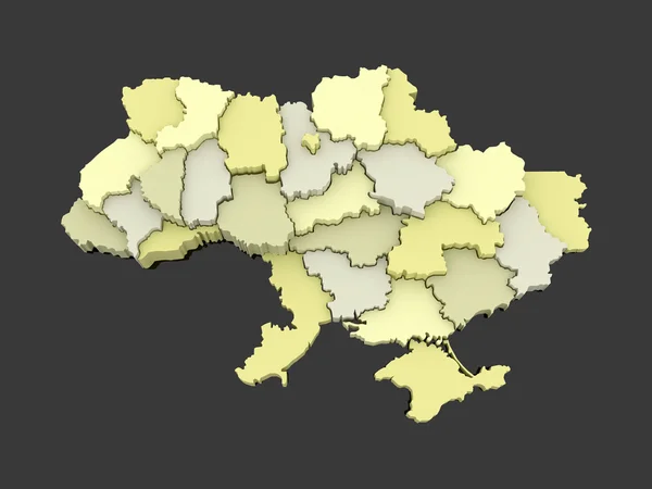 Three-dimensional map of Ukraine. — Stock Photo, Image