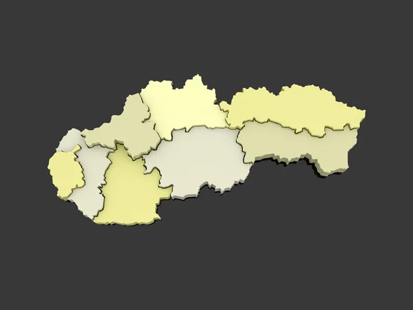 Three-dimensional map of Slovakia. — Stock Photo, Image