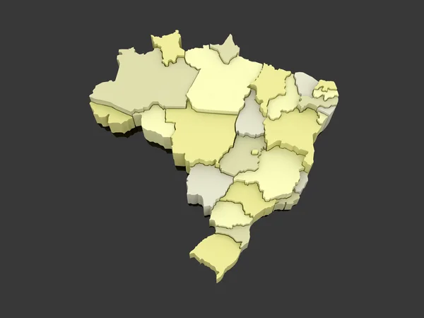 Trójwymiarowa mapa Brazylia. — Zdjęcie stockowe