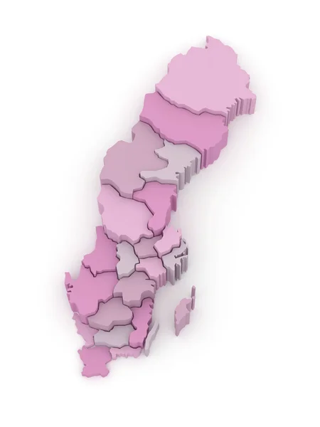 Mappa tridimensionale della Svezia . — Foto Stock