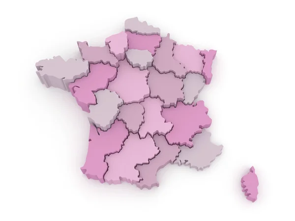 Three-dimensional map of France. — Stock Photo, Image