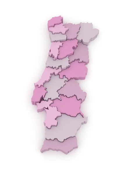 포르투갈의 3 차원 지도. — 스톡 사진
