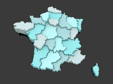 Fransa'nın üç boyutlu harita.