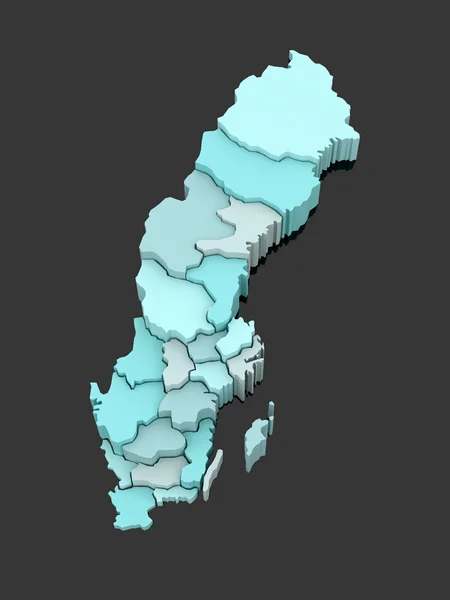 Three-dimensional map of Sweden. — Stock Photo, Image