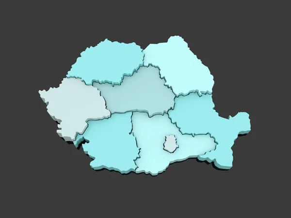 Three-dimensional map of Romania. — Stock Photo, Image