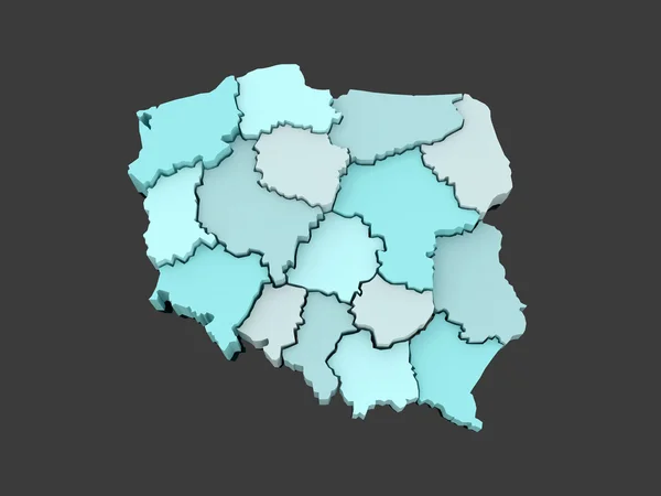 Three-dimensional map of Poland. — Stock Photo, Image