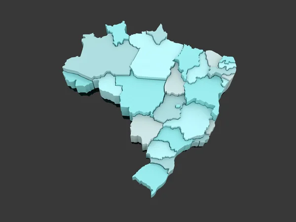 Dreidimensionale Karte von Brasilien. — Stockfoto
