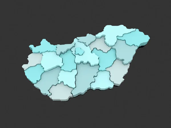 Three-dimensional map of Hungary. — Stock Photo, Image