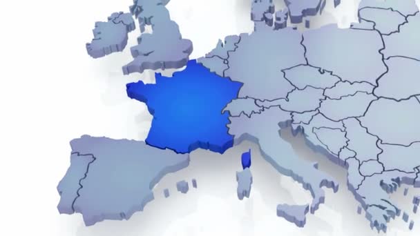 Mappa tridimensionale della Francia . — Video Stock