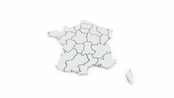 Trojrozměrná mapa Francie. — Stock video