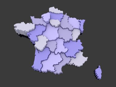 Fransa'nın üç boyutlu harita.