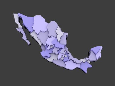 üç boyutlu harita Meksika.