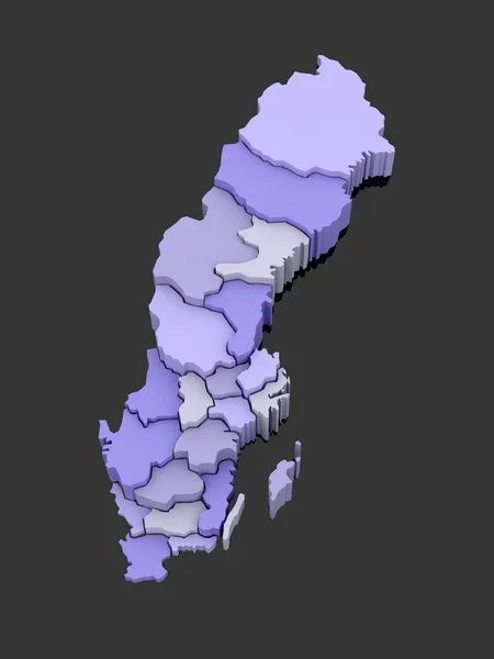 Трехмерная карта Швеции . — стоковое фото