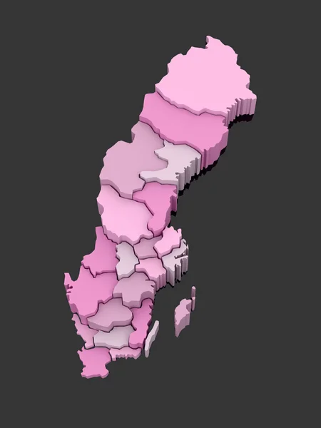 Three-dimensional map of Sweden. — Stock Photo, Image