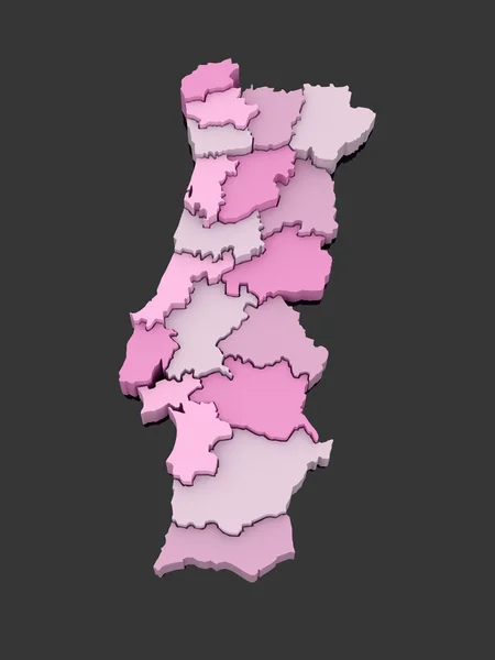 Üç boyutlu harita Portekiz. — Stok fotoğraf
