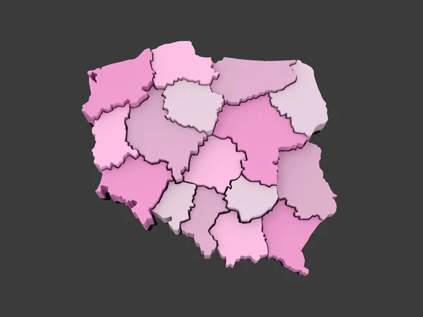 Three-dimensional map of Poland. — Stock Photo, Image