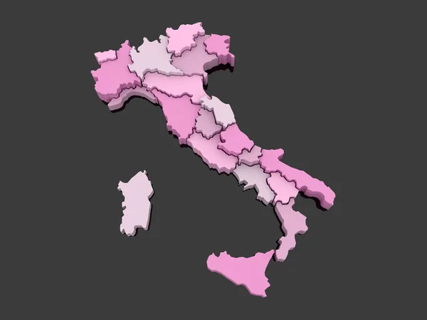 Trójwymiarowa mapa Włoch. — Zdjęcie stockowe