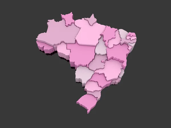 Three-dimensional map of Brazil. — Stock Photo, Image