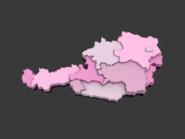 Three-dimensional map of Austria. — Stock Photo, Image