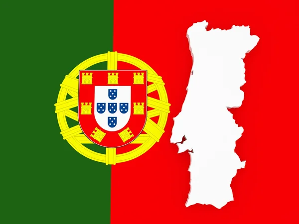 Three-dimensional map of Portugal. — Stock Photo, Image