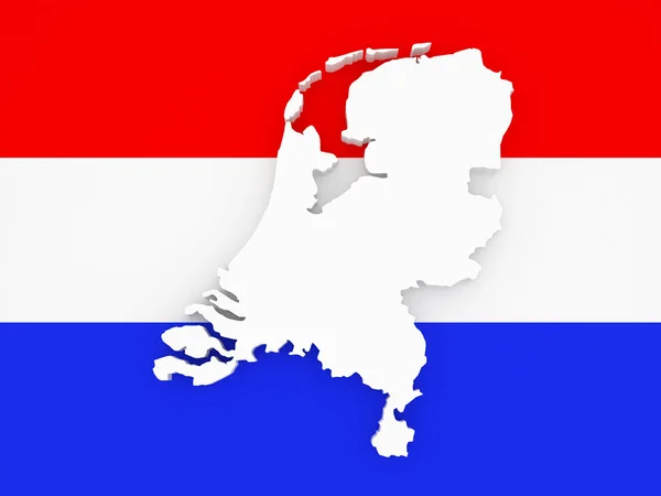 Three-dimensional map of Netherlands. — Stock Photo, Image