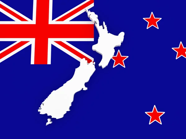 Трехмерная карта Новой Зеландии . — стоковое фото