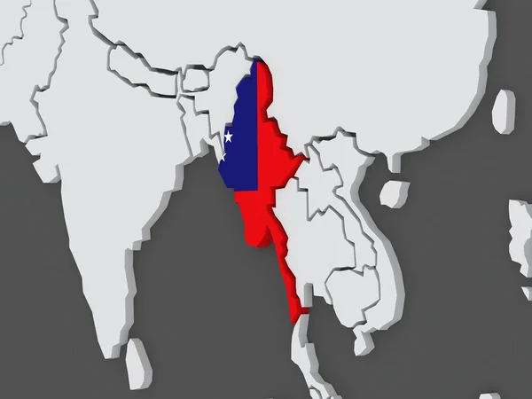 Mapa světů. Myanmar (Barma). — Stock fotografie