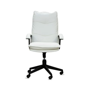 Beyaz izole deri ofis koltuğu