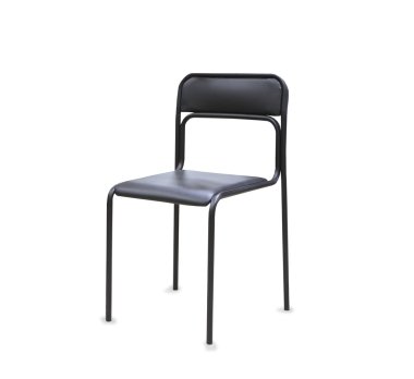 Siyah deriden ofis koltuğu. İzole edilmiş