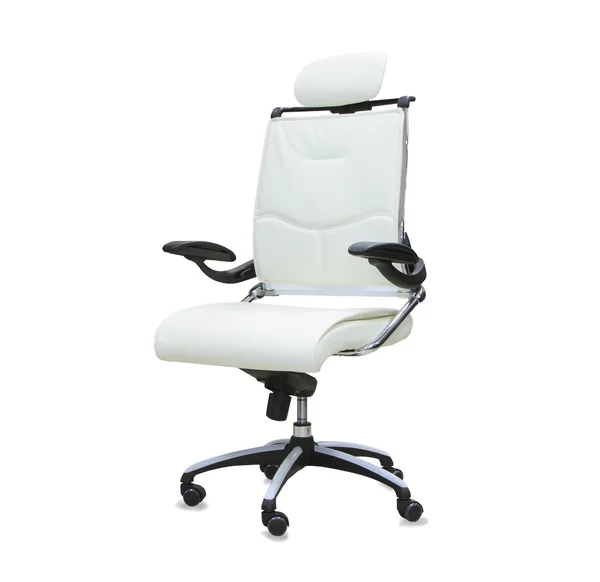 Office chair from white leather isolated — Stock Photo, Image