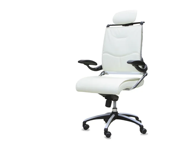 Office chair from white leather isolated — Stock Photo, Image