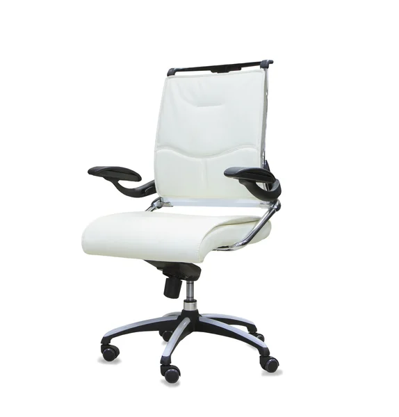 Silla de oficina de cuero blanco aislado — Foto de Stock