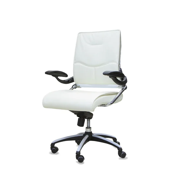 Silla de oficina de cuero blanco aislado — Foto de Stock