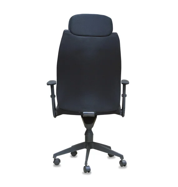 Widok z tyłu z nowoczesne krzesło z czarnego sukna na białym tle nad — Zdjęcie stockowe