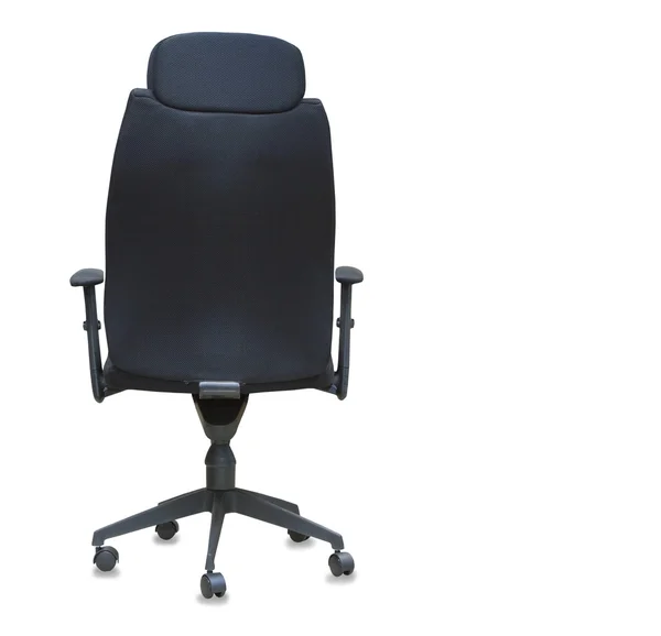 Hátulnézet modern irodai szék, fekete ruhát, elszigetelt, felett — Stock Fotó