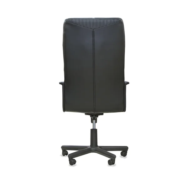 Back view of modern office chair from black leather. Isolated — Stock Photo, Image