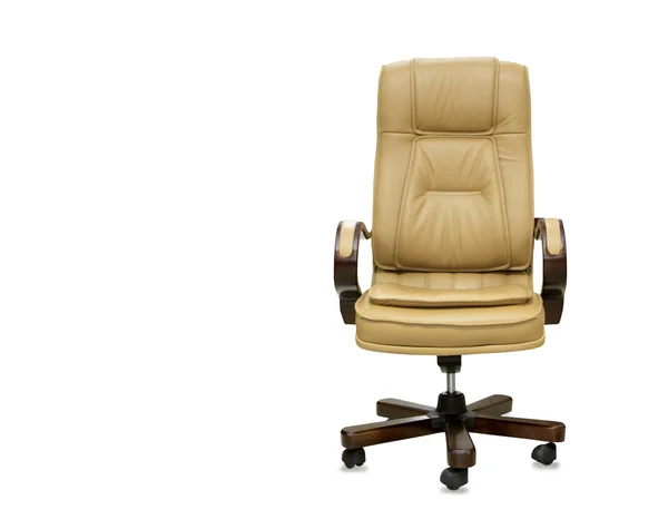 Modern office chair from beige leather. Isolated — Stock Photo, Image