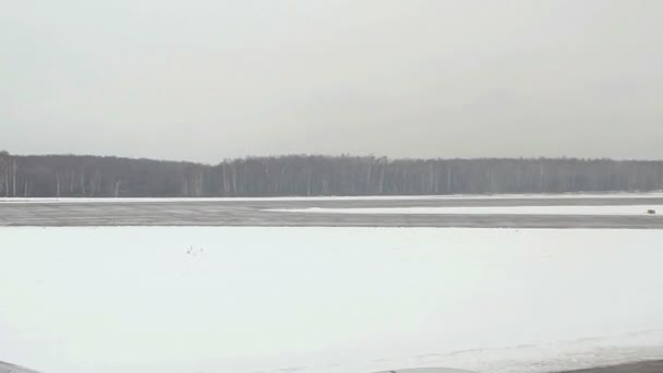 Uitzicht vanaf vliegtuig naar de Domodedovo International airport. — Stockvideo