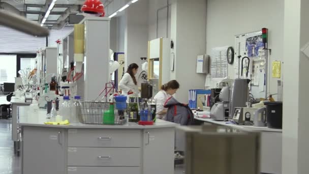 Kobieta pracuje w laboratorium. — Wideo stockowe