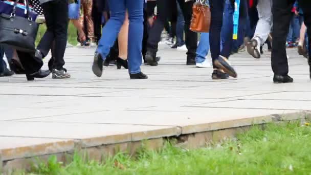 Menschen überqueren die Straße an einem Fußgängerüberweg. — Stockvideo