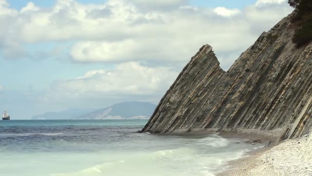 Sea Lagoon near Mountains at beauty sunny day — Stock Video