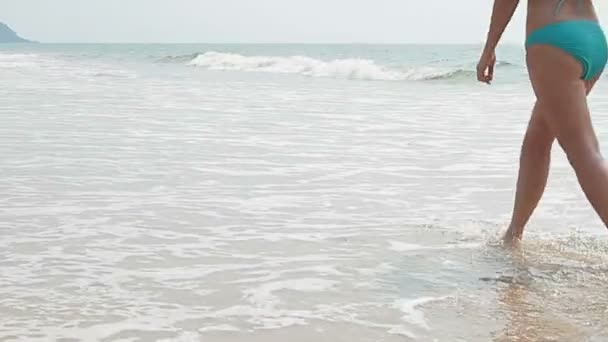 Beauty woman relaxing on the Goa beach — Stock Video