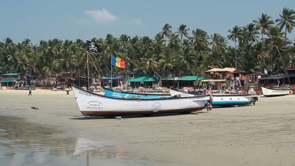 Csónak a Palolem beach — Stock videók