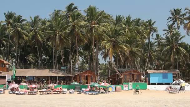 Huisjes en hutten aan het strand van Palolem — Stockvideo