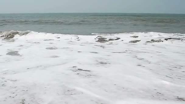 Vackra havet vågor på stranden i Goa — Stockvideo