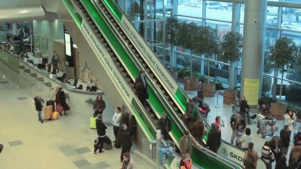 Personnes à l'aéroport international Domodedovo . — Video